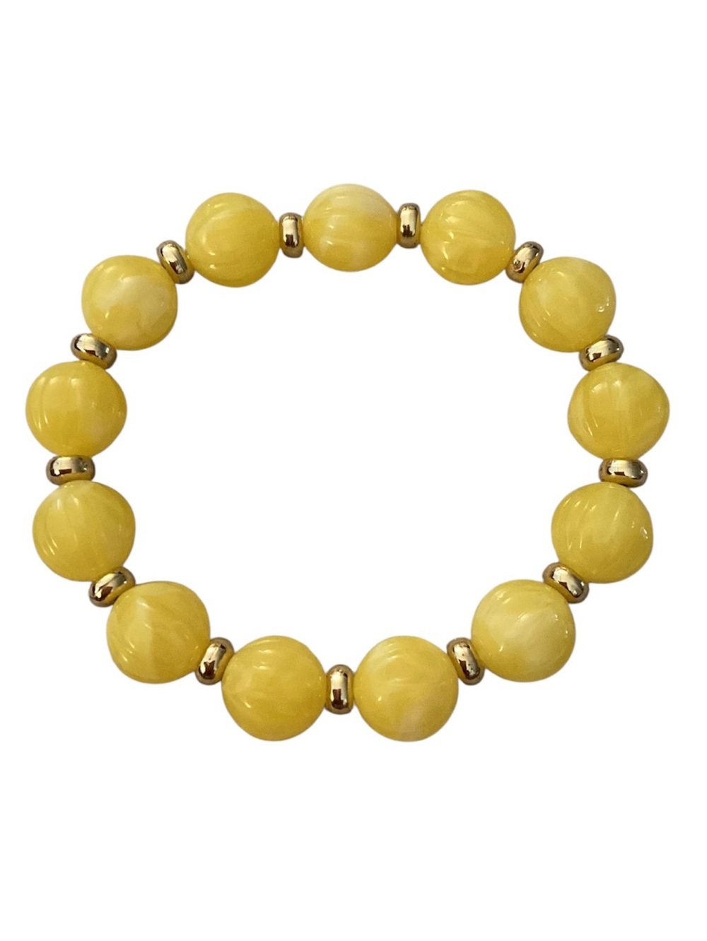 Boho Style Yellow/Gold Textured Beaded Stretch Bracelet (NWT)